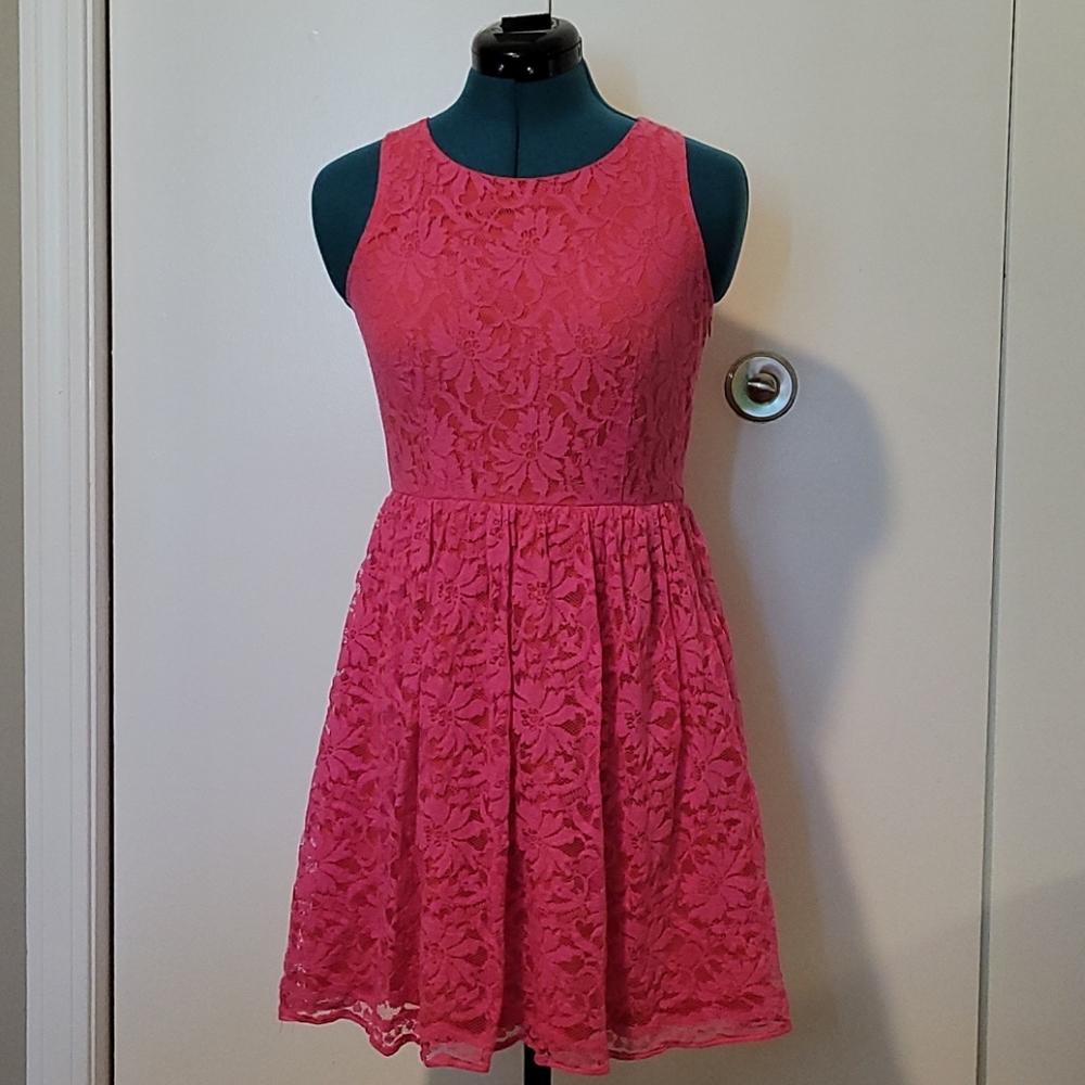 Pink floral lace dress